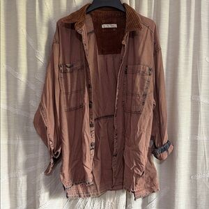 We The Free Brown Corduroy Accent Shirt